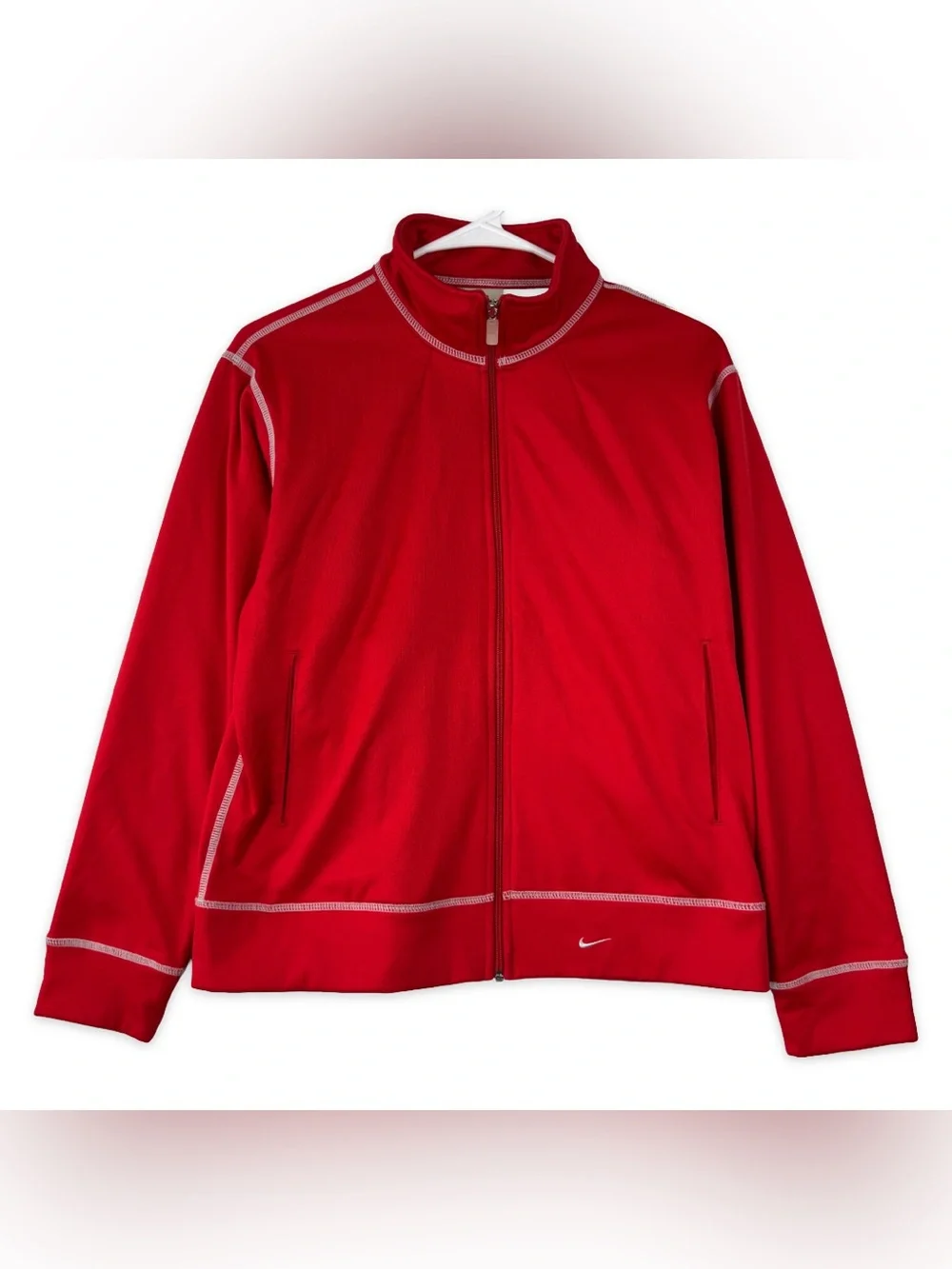 Nike Presto Full Zip Hooded Jacket Womens M Medium Red Long Sleeve Pockets